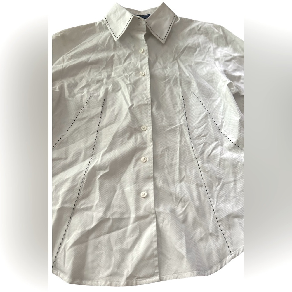 Faconnable Contrast Stitch Button Down Shirt | Wh… - image 8